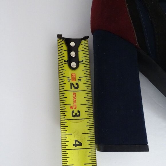 JustFab Adler Ankle Boots Bootie Block Heels Women Size 8.5 Blue Red Colorblock - Picture 8 of 9
